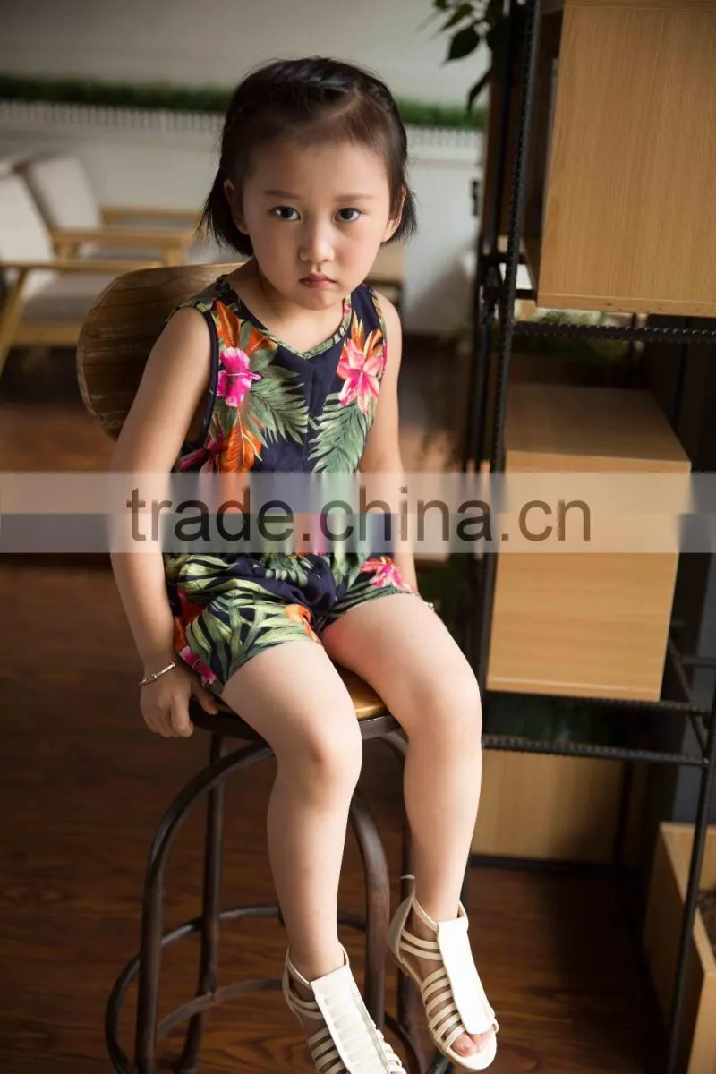 fashion off shouder 100% viscose set summer sleeveless cloth set girl shirt and printed flower soft handfeel cloth