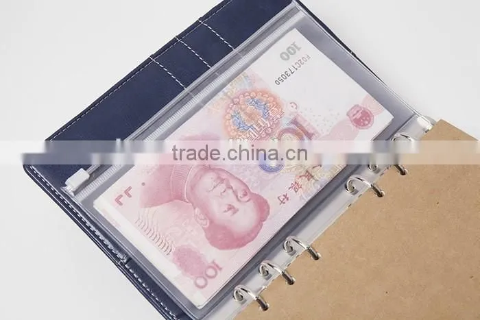 PVC storage bag A5 size bag for planner customizable zipper bag/insert pocket/card holder transparent elastic bag