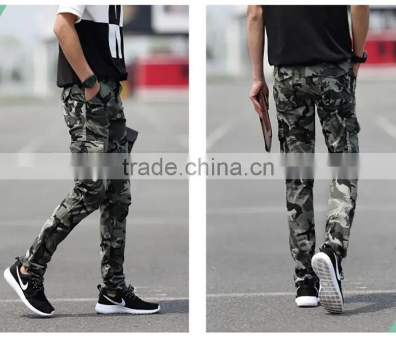 Stylish Men Casual Jogger Pants / 100% Cotton Camo Pants /Zip Pants P170214