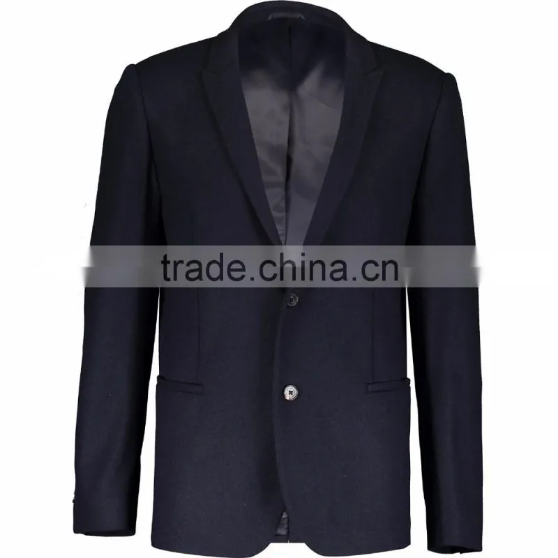 Latest Designer Classic Mens Navy Wool Blend Fitted Blazer Wholesale Price