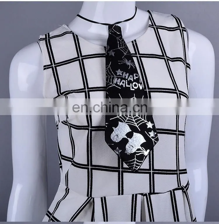 Halloween black ghost spiderweb print funny tie