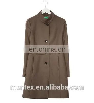 stand collar wool overcoat for lady