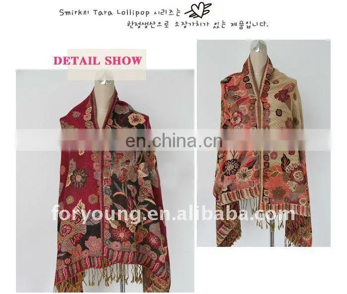 flower jacquard shawls and lady scarf