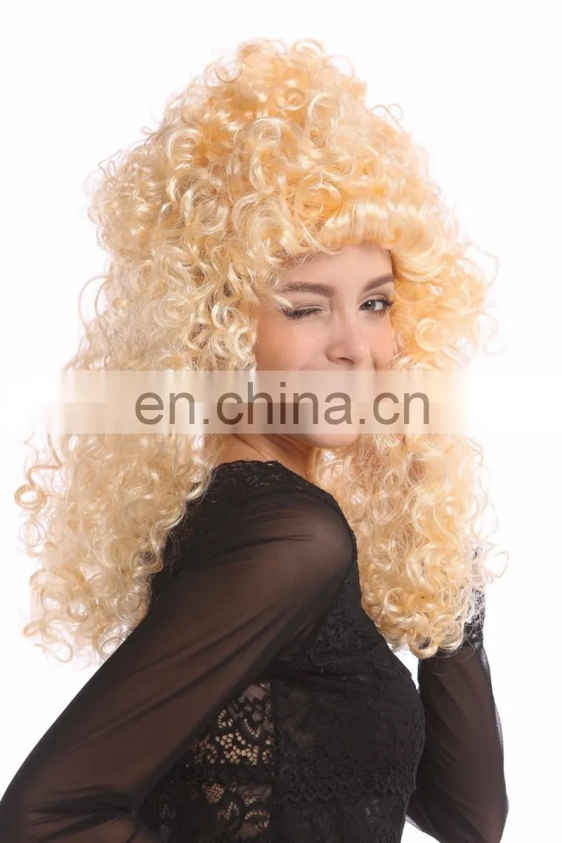 Carnival blond huge curly wigs P-W220