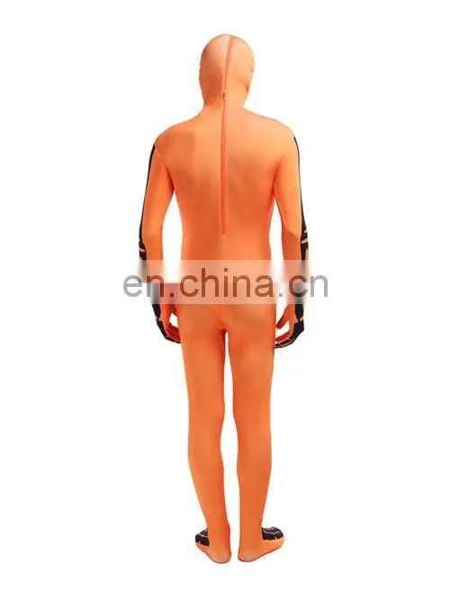 Orange Skull Jumpsuit Second Skin Suit Zentai Bucks Halloween Costume