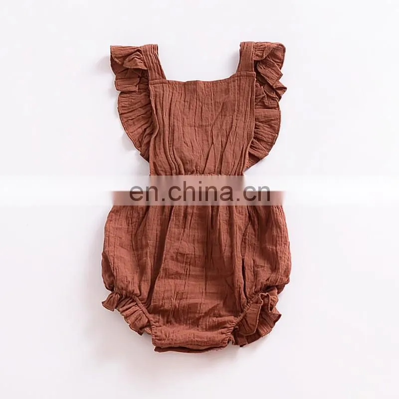 Lovely Romper Sleeveless Summer Linen Ruffle Baby Romper