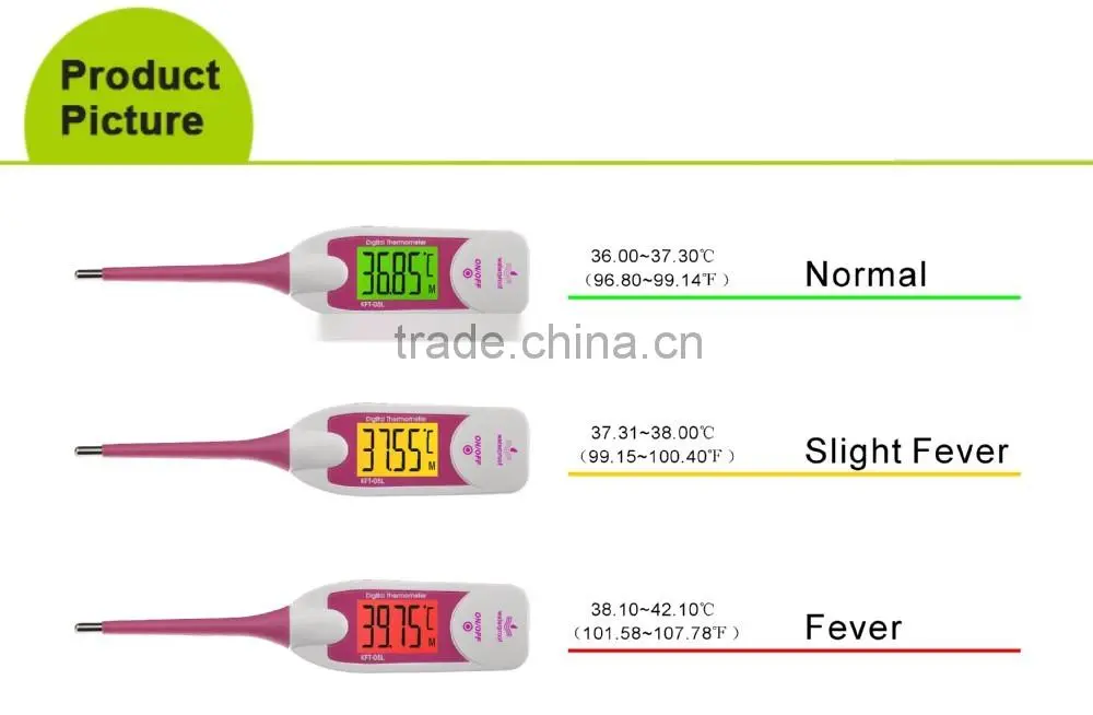 2015 large led displayed intant read thermometer, 8 ,10 second thermometer,flexible tip digital thermometer
