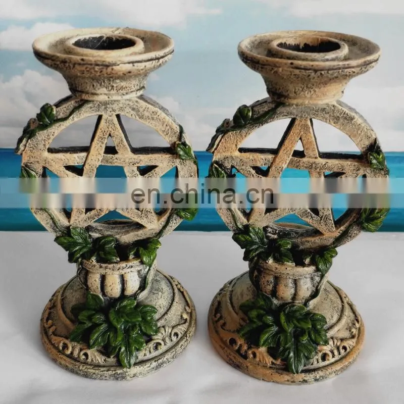 Wiccan Pentacle Candlesticks Candleholders Tarot Magic Statues Resin Mold Gifts Crafts Indoor Home Decoration