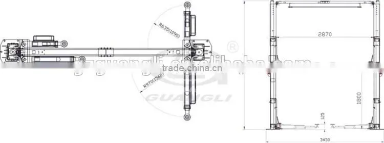 CE Certification Factory supply Asymmetric design Hydraulic Auto 2 post car lift
