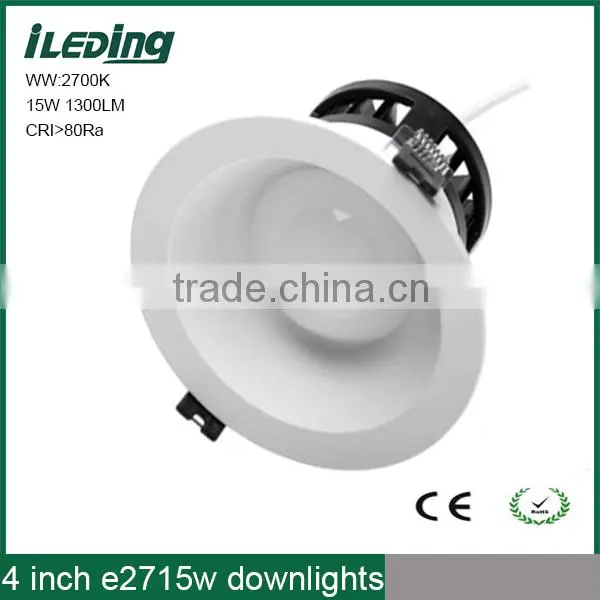 Hot sale in Euro market CE RoHs listed 4 inch e27 AC100-240V led 15w down lights