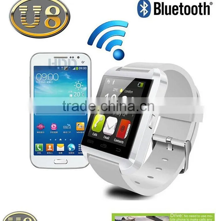 2014 portable wrist u8 m26 bluetooth smart watch bluetooth watch wholesale wrist watch