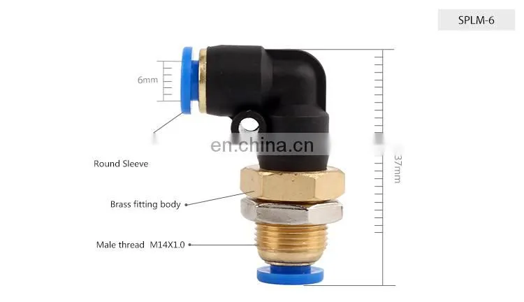 SNS SPLM Series Elbow Bulkhead Push In Connect Fitting Pipe Tube Union Quick Connector