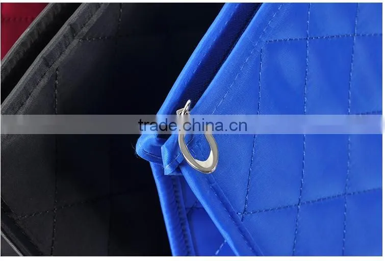 Classical travel rhombus grid zipper closure dence polyester cosmetic bag