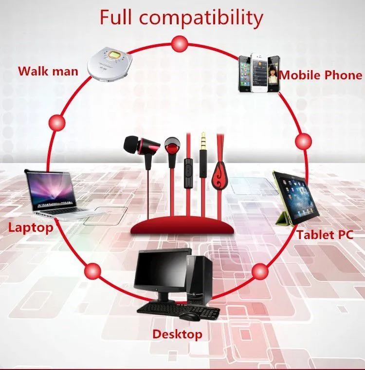 popular red rohs earbuds special flat cable earphone mobile headphone