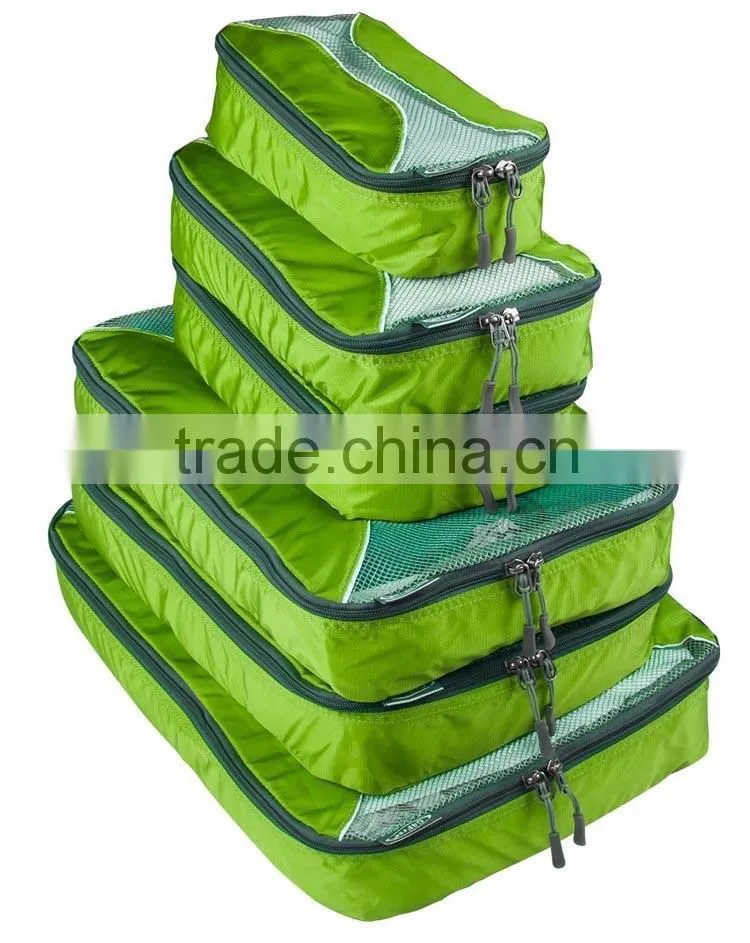 high quality Unisex 5 Piece Packing Cubes for travel,cheap wholesale green polyester travel packing cubes