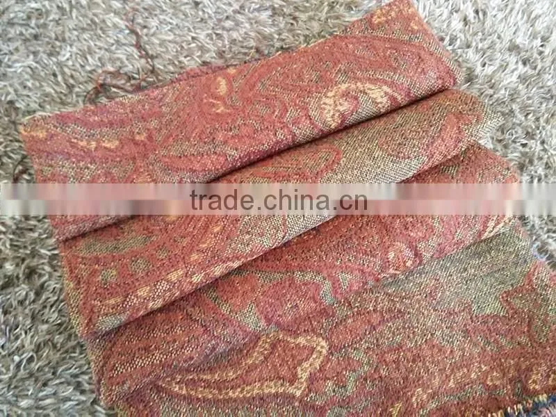 Red Jacquard sofa fabric recycled polyester fabric