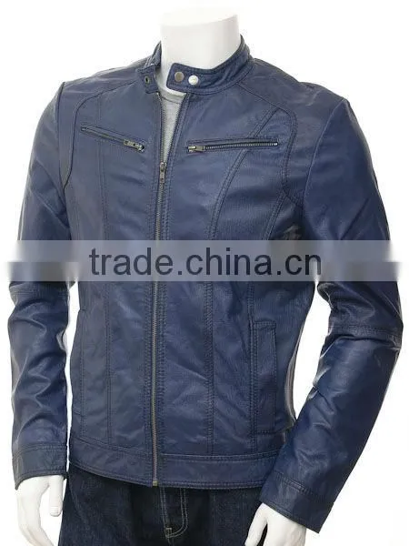 black distressed mens biker style leather jacket faded seam