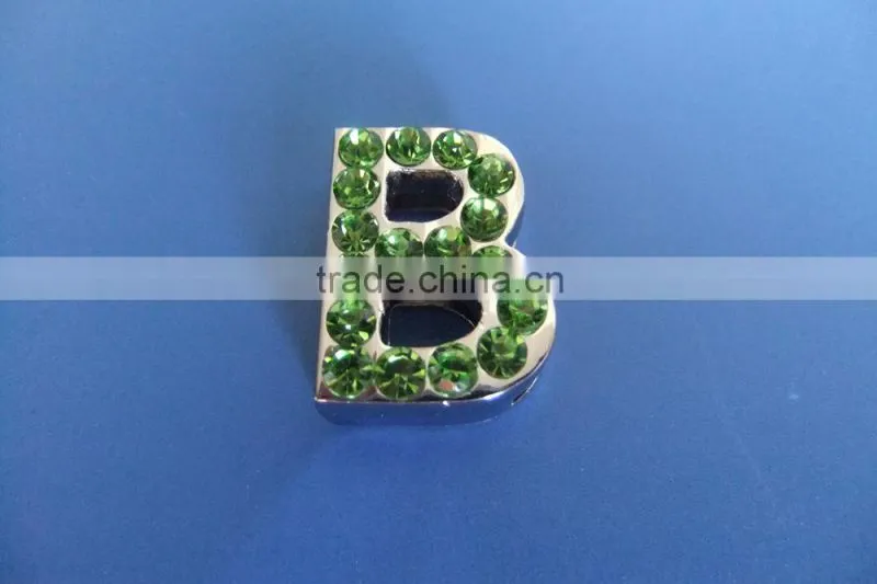 18mm Slide Letters with Green Rhinestone