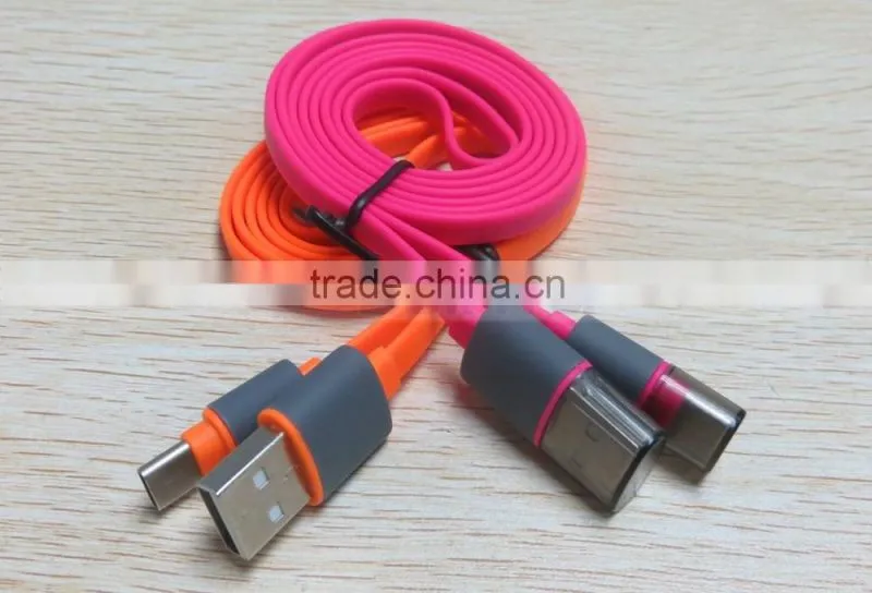 For Huawei USB 3.1 Data Charge Type C Cable Flat Color Noodle Cord