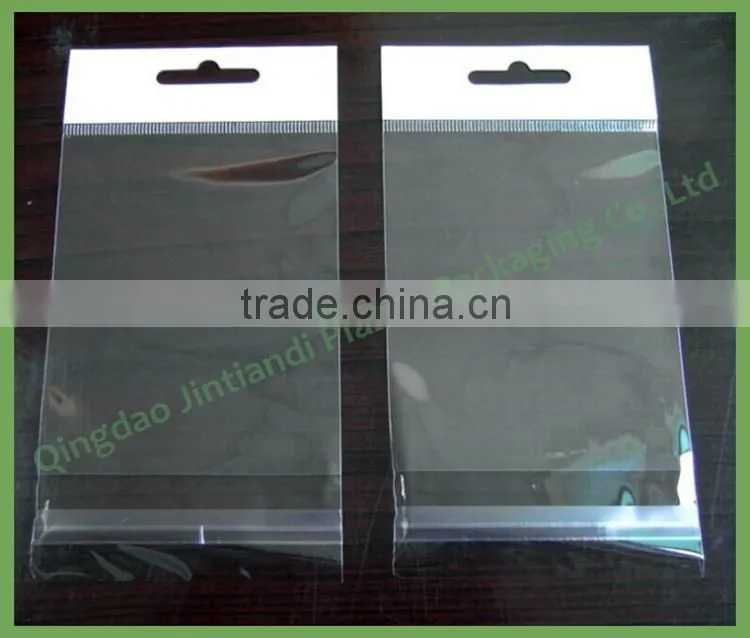 China Factory Self adhesive resealable custom logo opp and pe plastic packing bags with the hanging header for stationery