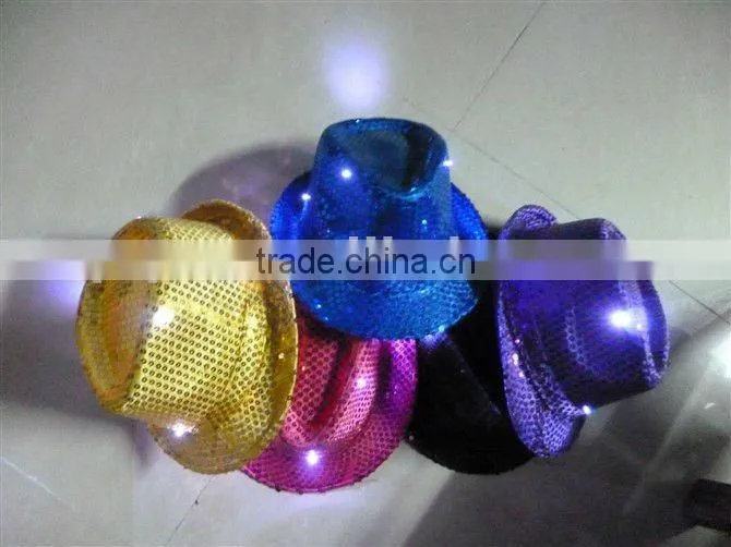 LED flshing paillette knight hats