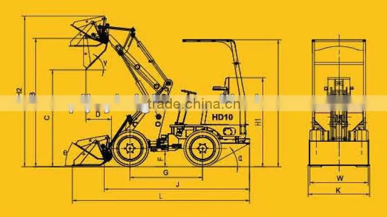 mini wheel loader 4wd,load 1.0ton,can change to dumper easily
