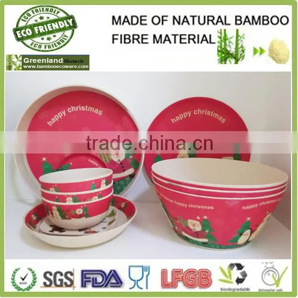 season disposable santa christmas natural bamboo eco tableware dinner set