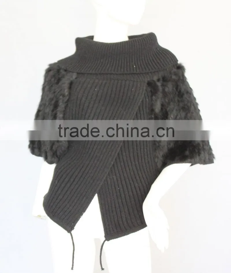 QD80282 2015 Women Design Good Quality Casual Sweater Knitted Rabbit Fur Vest
