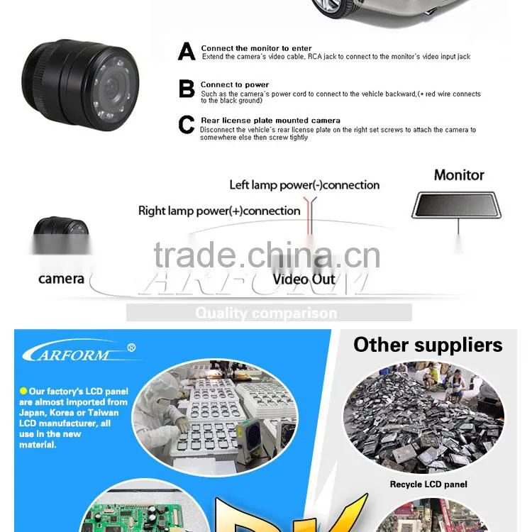 Car parking sensor TFT 7 inch rearview mirror monitor & rearview camera & parking sensors