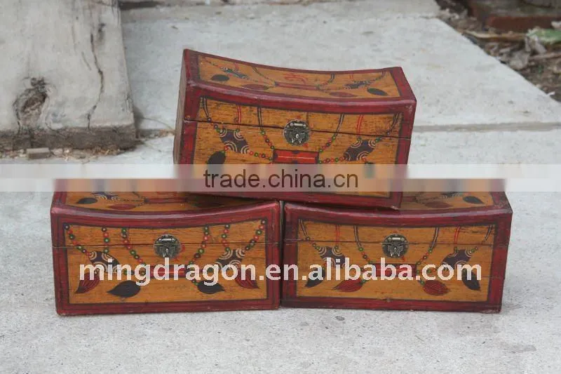 chinese antique wooden hand-painted box