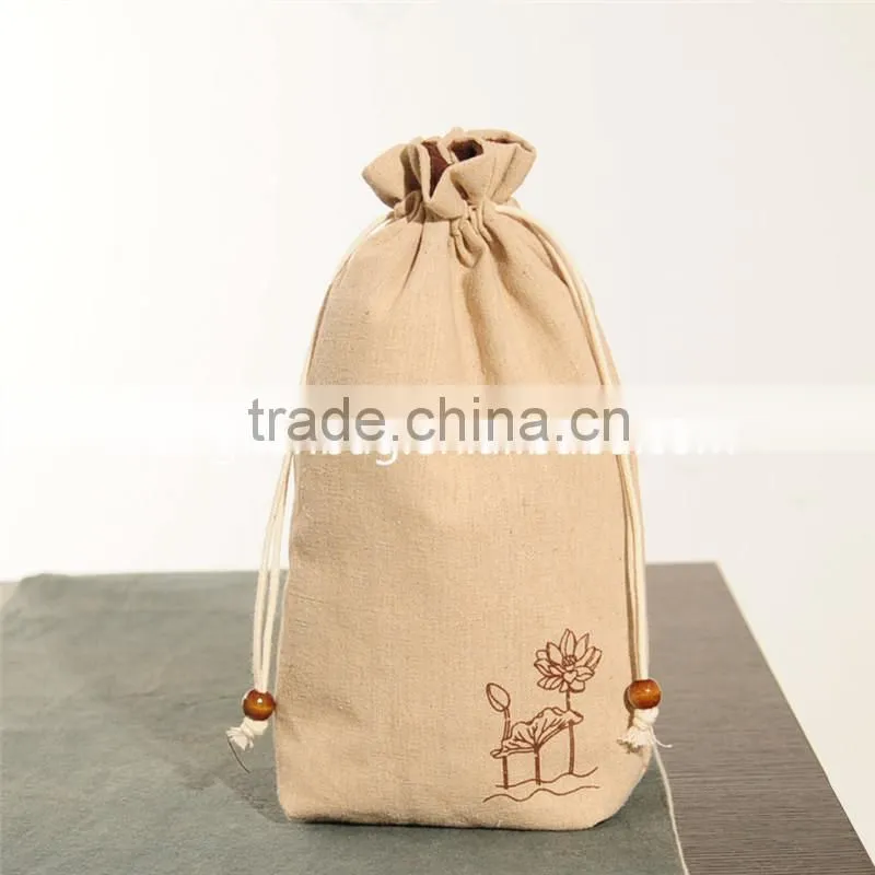 2015 cotton drawstring bag with logo in custom