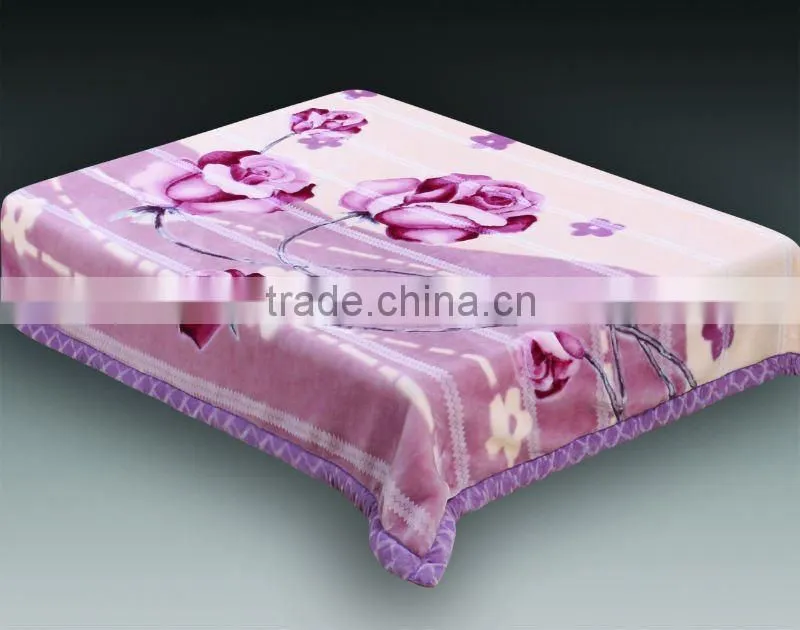 100% polyester printed &carved interweaving raschel blanket