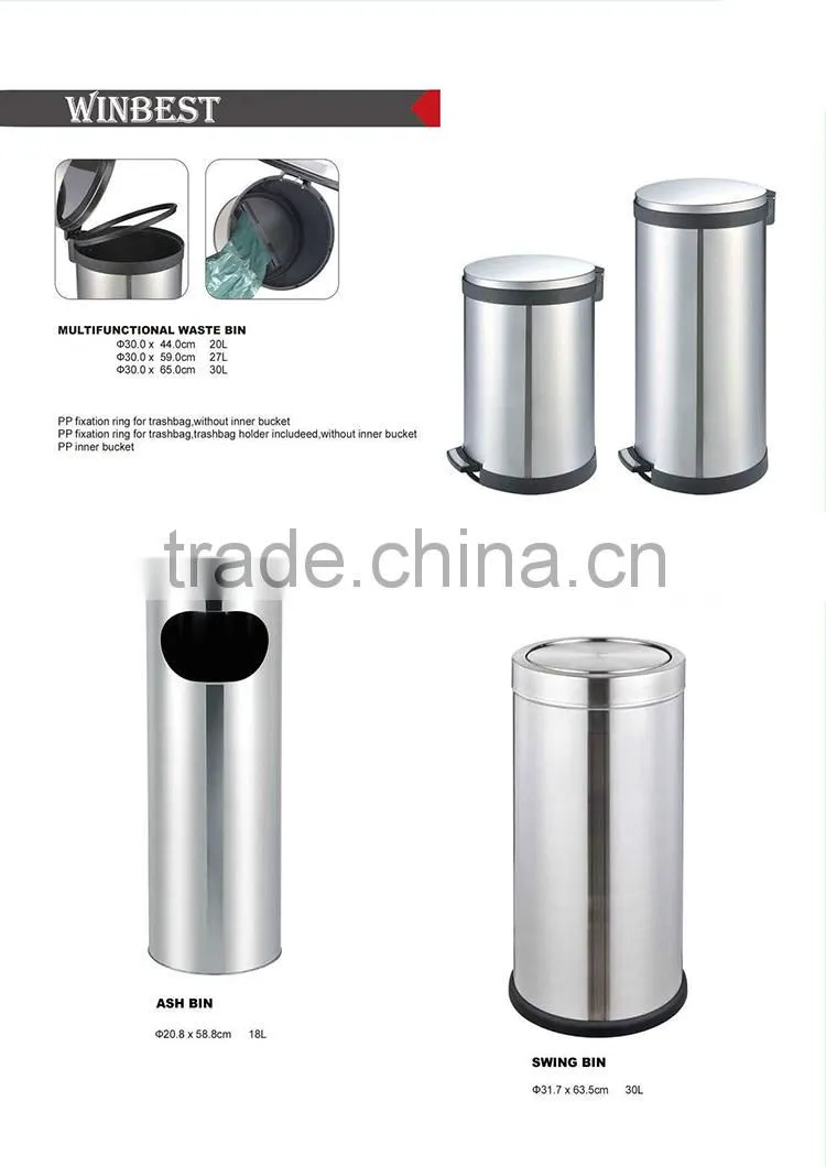 Stainless steel red trash can