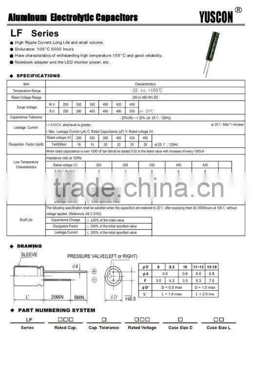 best seller 100uf 200v capacitors aluminum electrolytic capacitors