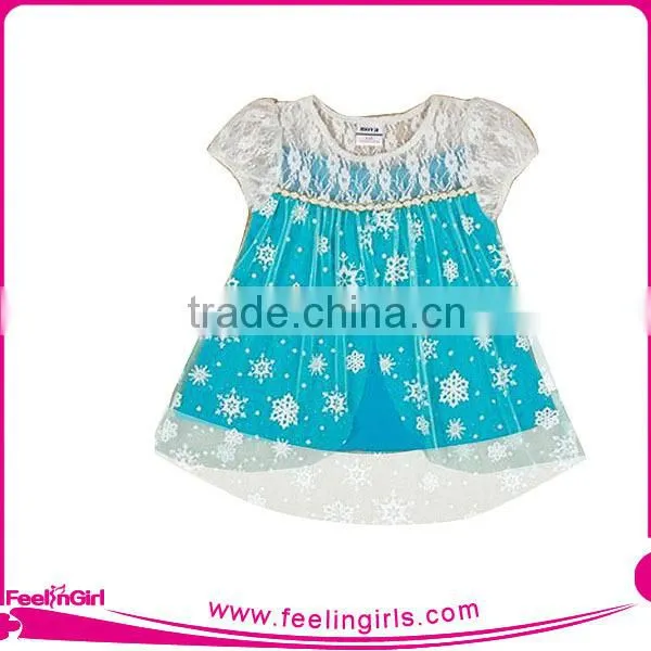 Lace Lacework Snowflake Blue Princess Costume