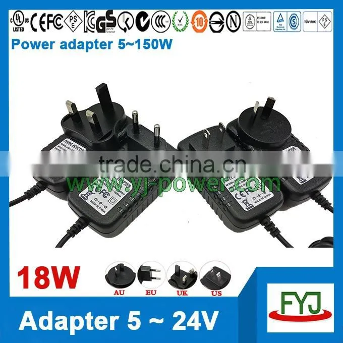 Small size lowest Price ac adapter 12v 1.5a 1.6a 18w with CCC CE UL FCC GS C-TICK PSE SAA KC BS