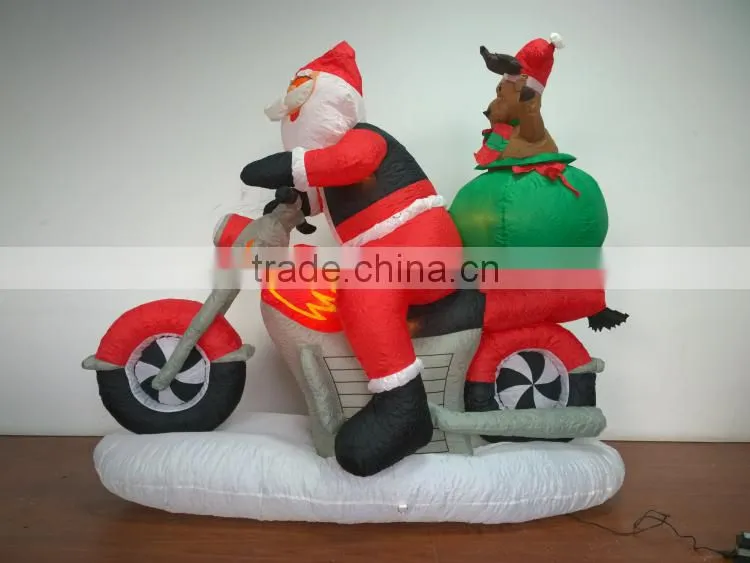 DJ-XT-47 christmas inflatable santa on motorbike air blown giant street decoration