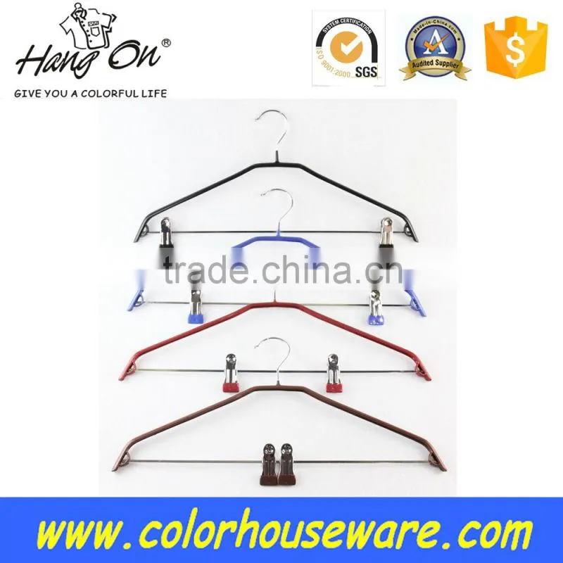PVC coated metal hanger with 2 clips