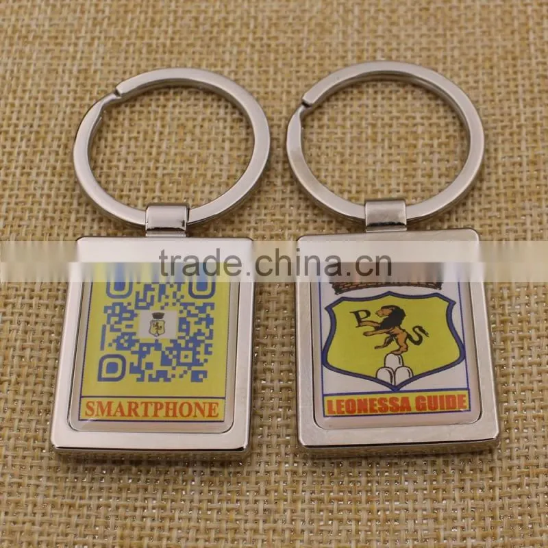 Promotion Custom Rectangle Metal Printing QR Code Keychain