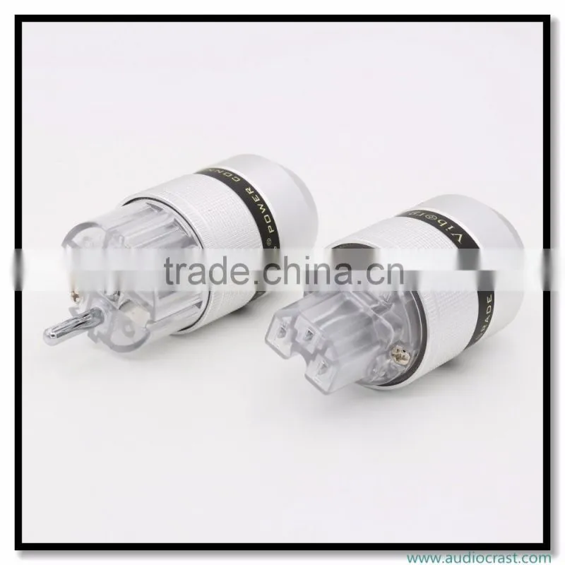 OEM/ODM Viborg Audio Aluminum Rhodium Plated Schuko Power Plug Male Connector+IEC Female Plug