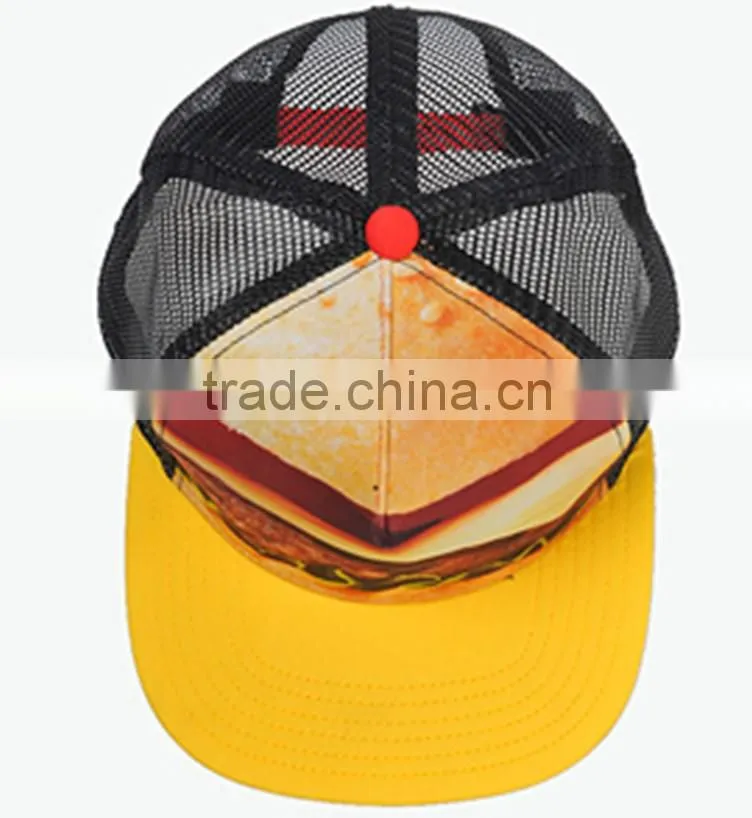 5panel foam and mesh sublimation print baseball caps in trucket hats