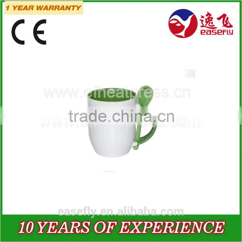 11oz dual color inserted spoon cup, sublimation coffee mug, sublimation milk mug