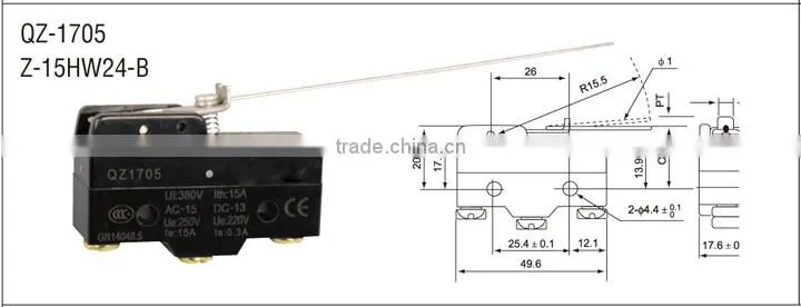 kontron 15A silver contact Z-15GW24-B micro switch