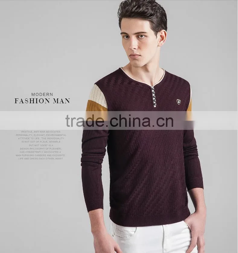 Mens slim contrast color breathable pullover sweater