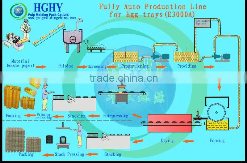 HGHY molded pulp egg packaging machine for paper pulp tray making