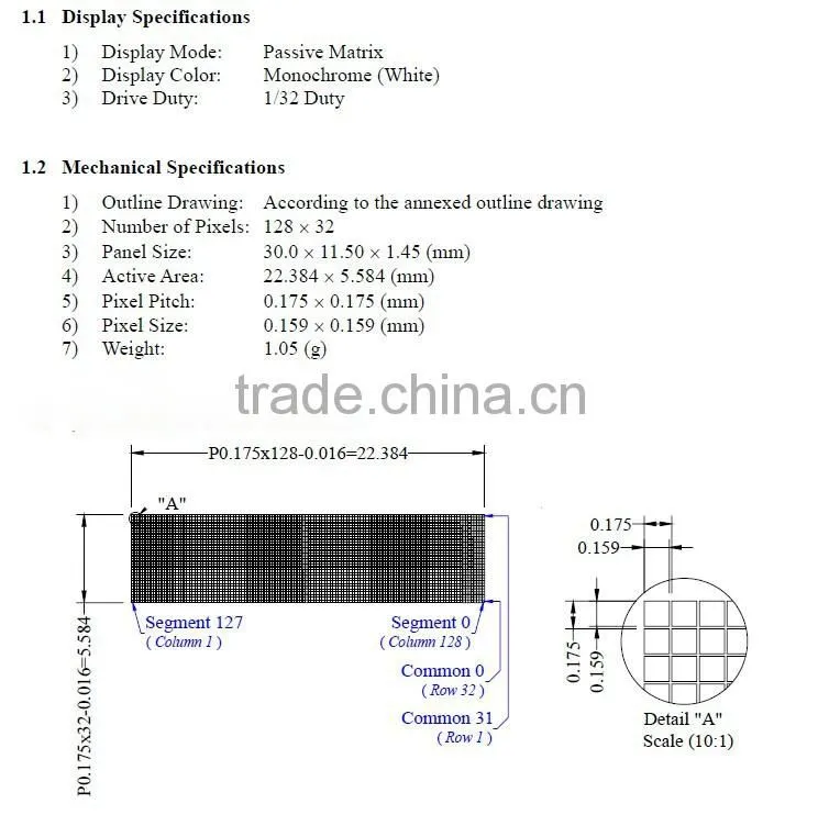 128 * 32 oled LCD 0.91 -inch LCD display module