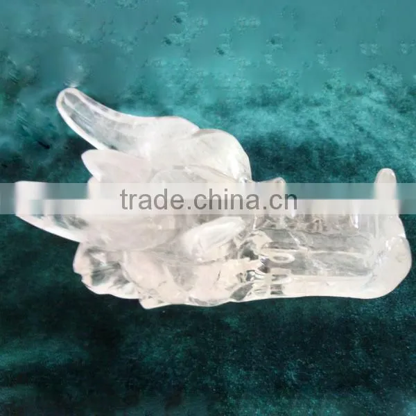 Natural Stone Clear Crystal Dragon Skull