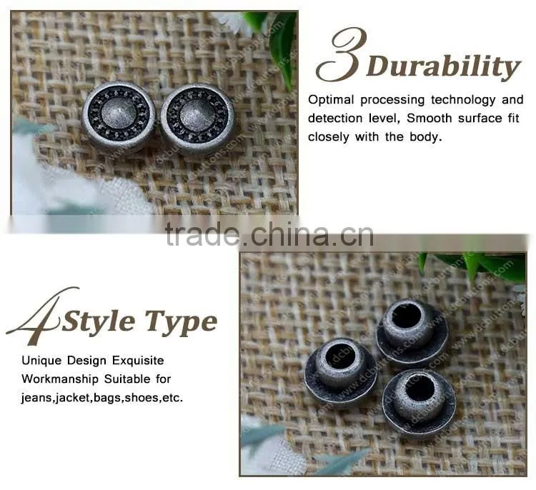 7mm Zinc alloy custom logo rivet stud button for denim