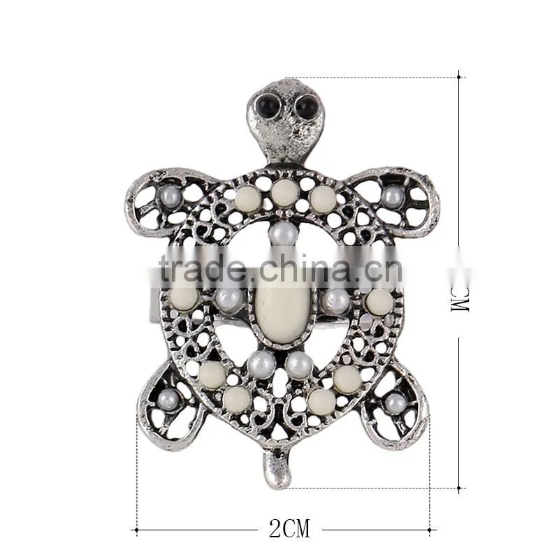 Fashion Jewelry Ring Alloy Anti Silver Plated Cute Animal Tortoise Ring for Women