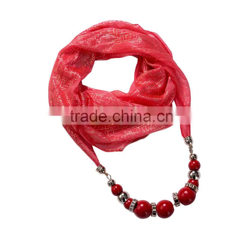 Gold line dubai scarf with large Acrylic beads chain for women